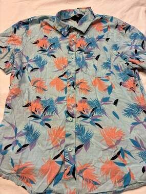 Volcom Men's Tropical Floral Short Sleeve Button Down Shirt Size M